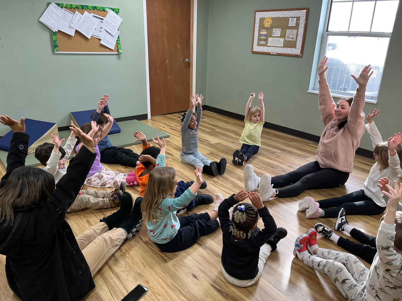 Wild Roots children enjoying a guided movement activity together